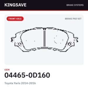 Front Brake Pad Set for Toyota Yaris 2014-2016 & Toyota Prius – OEM 04465-0D160 – KingSave
