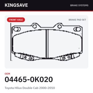 Front Brake Pad Set for Toyota Hilux Double Cab 2000-2010 – OEM 04465-0K020 – KingSave