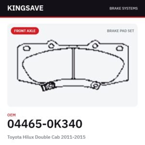 Front Brake Pad Set for Toyota Hilux Double Cab 2011-2015 – OEM 04465-0K340 – KingSave