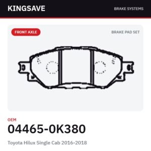 Front Brake Pad Set for Toyota Hilux Single Cab 2016-2018 – OEM 04465-0K380 – KingSave