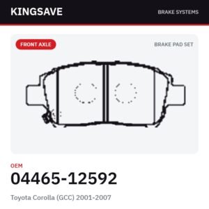 Front Brake Pad Set for Toyota Corolla (GCC) 2001-2007 & Suzuki Liana 2000-2007 – OEM 04465-12592 – KingSave Front Brake Pad Set for Toyota Corolla (GCC) 2001-2007 & Suzuki Liana 2000-2007 – OEM 04465-12592 – KingSave