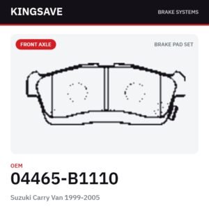 Front Brake Pad Set for Suzuki Carry Van 1999-2005 & Suzuki Wagon R – OEM 04465-B1110 – KingSave