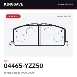 Front Brake Pad Set for Toyota Corolla 1990-2000 – OEM 04465-YZZ50 – KingSave