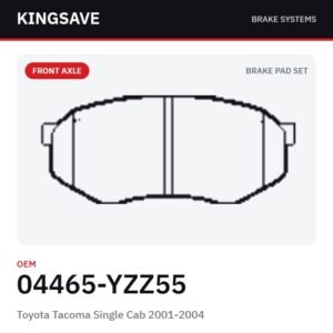 Front Brake Pad Set for Toyota Tacoma Single Cab 2001-2004 & Toyota Cressida 1990 – OEM 04465-YZZ55 – KingSave