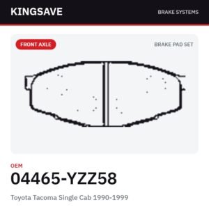 Front Brake Pad Set for Toyota Tacoma Single Cab 1990-1999 & Toyota Cressida 1985 – OEM 04465-YZZ58 – KingSave