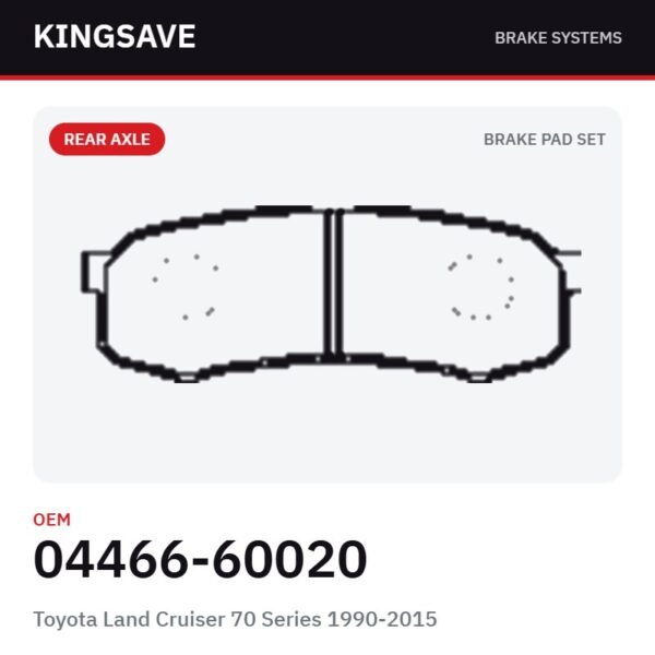 Rear Brake Pad Set for Toyota Land Cruiser 70 Series 1990-2015 – OEM 04466-60020 – KingSave