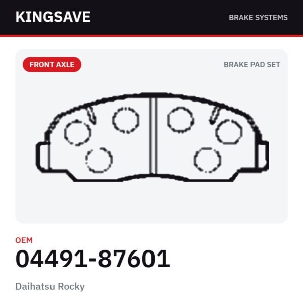 Front Brake Pad Set for Daihatsu Rocky & Daihatsu Feroza 1989-1998 – OEM 04491-87601 – KingSave