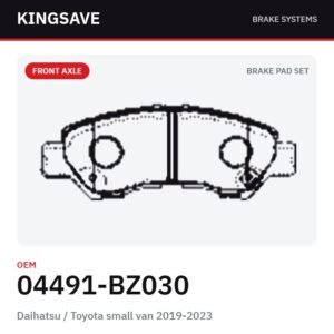 Front Brake Pad Set for Daihatsu / Toyota small van 2019-2023 – OEM 04491-BZ030 – KingSave Front Brake Pad Set for Daihatsu / Toyota small van 2019-2023 – OEM 04491-BZ030 – KingSave