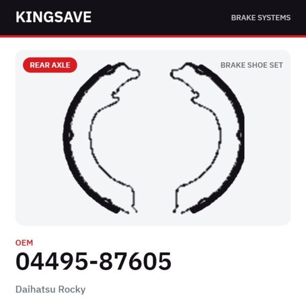 Rear Brake Shoe Set for Daihatsu Rocky & Daihatsu Feroza 1990 – OEM 04495-87605 – KingSave
