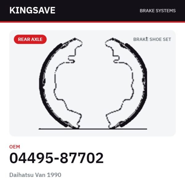 Rear Brake Shoe Set for Daihatsu Van 1990 & Daihatsu Sirion 2000 – OEM 04495-87702 – KingSave