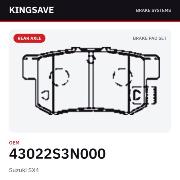 Rear Brake Pad Set for Suzuki SX4 & Suzuki Swift (US) – OEM 43022S3N000 – KingSave