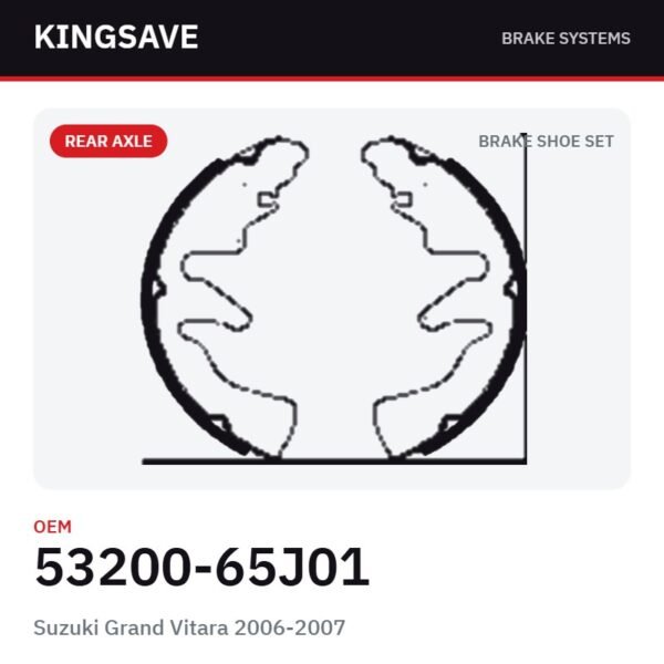 Rear Brake Shoe Set for Suzuki Grand Vitara 2006-2007 – OEM 53200-65J01 – KingSave