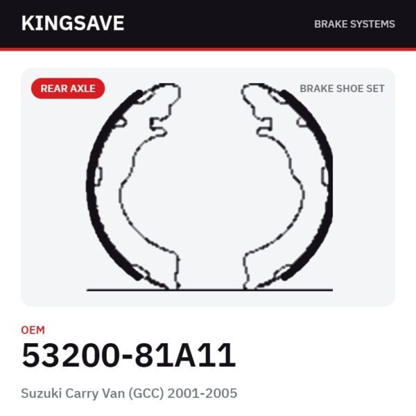 Rear Brake Shoe Set for Suzuki Carry Van (GCC) 2001-2005 & Suzuki Jimny – OEM 53200-81A11 – KingSave Rear Brake Shoe Set for Suzuki Carry Van (GCC) 2001-2005 & Suzuki Jimny – OEM 53200-81A11 – KingSave