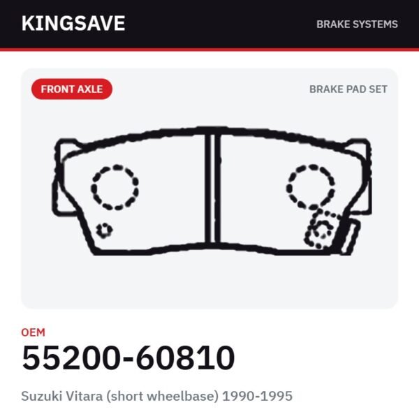 Front Brake Pad Set for Suzuki Vitara (short wheelbase) 1990-1995 – OEM 55200-60810 – KingSave Front Brake Pad Set for Suzuki Vitara (short wheelbase) 1990-1995 – OEM 55200-60810 – KingSave
