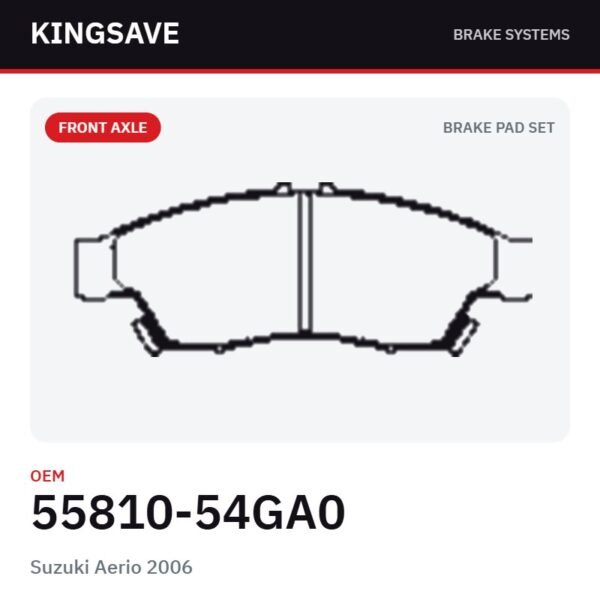 Front Brake Pad Set for Suzuki Aerio 2006 – OEM 55810-54GA0 – KingSave