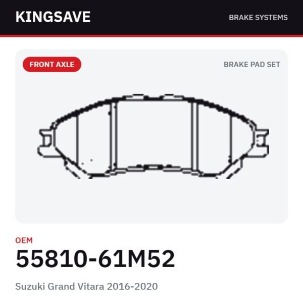 Front Brake Pad Set for Suzuki Grand Vitara 2016-2020 – OEM 55810-61M52 – KingSave