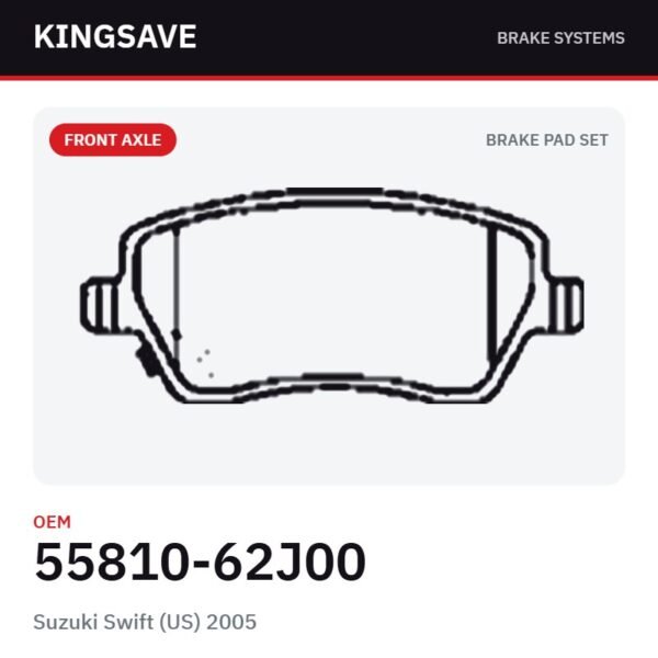Front Brake Pad Set for Suzuki Swift (US) 2005 – OEM 55810-62J00 – KingSave