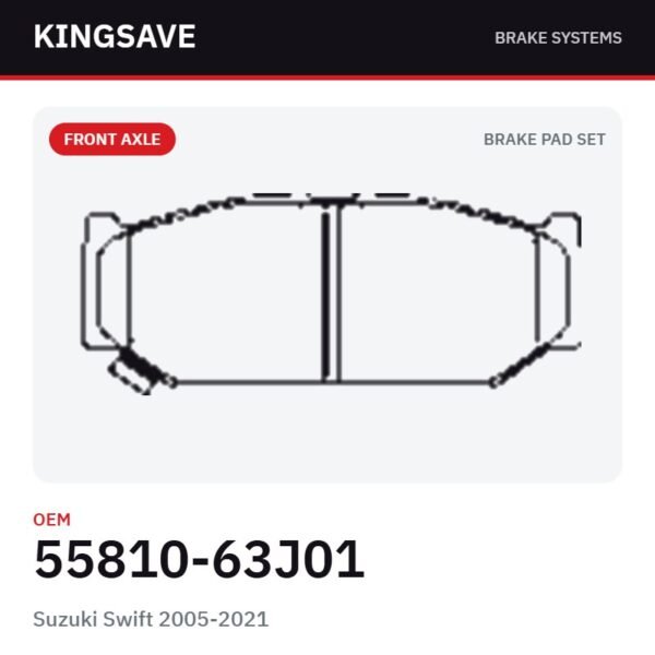 Front Brake Pad Set for Suzuki Swift 2005-2021 – OEM 55810-63J01 – KingSave