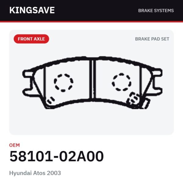 Front Brake Pad Set for Hyundai Atos 2003 – OEM 58101-02A00 – KingSave