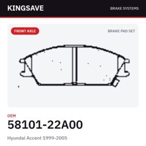 Front Brake Pad Set for Hyundai Accent 1999-2005 & Hyundai Getz – OEM 58101-22A00 – KingSave Front Brake Pad Set for Hyundai Accent 1999-2005 & Hyundai Getz – OEM 58101-22A00 – KingSave