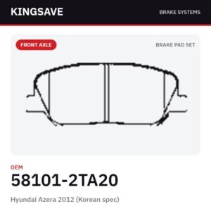 Front Brake Pad Set for Hyundai Azera 2012 (Korean spec) & Hyundai Santa Fe 2014 – OEM 58101-2TA20 – KingSave Front Brake Pad Set for Hyundai Azera 2012 (Korean spec) & Hyundai Santa Fe 2014 – OEM 58101-2TA20 – KingSave