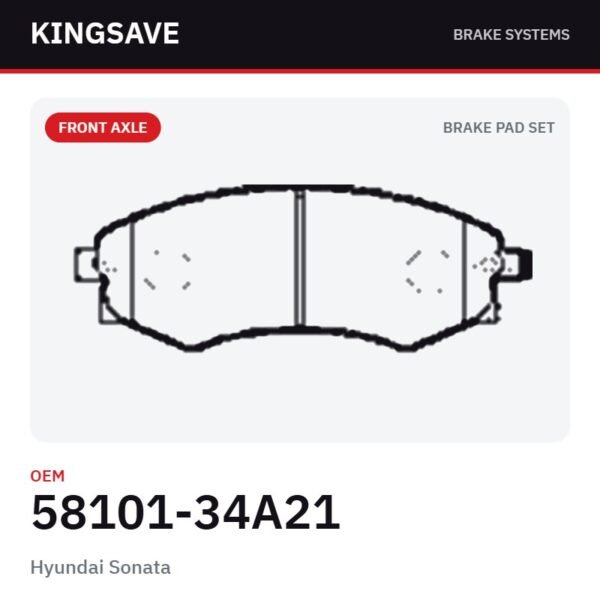Front Brake Pad Set for Hyundai Sonata & Hyundai Elantra 2000-2006 – OEM 58101-34A21 – KingSave