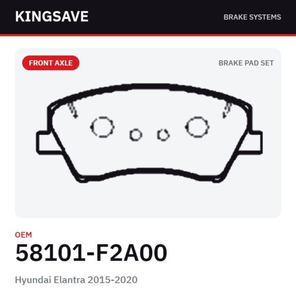 Front Brake Pad Set for Hyundai Elantra 2015-2020 – OEM 58101-F2A00 – KingSave