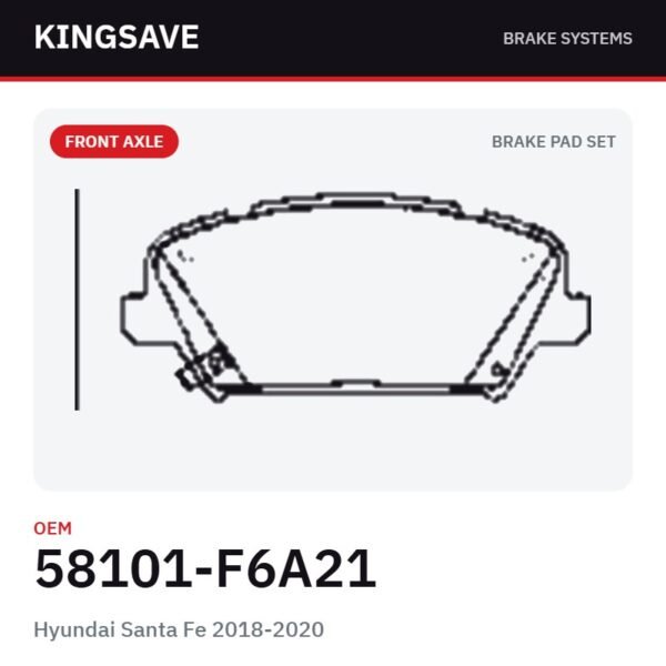 Front Brake Pad Set for Hyundai Santa Fe 2018-2020 – OEM 58101-F6A21 – KingSave Front Brake Pad Set for Hyundai Santa Fe 2018-2020 – OEM 58101-F6A21 – KingSave