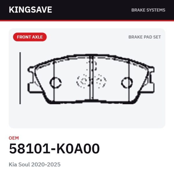 Front Brake Pad Set for Kia Soul 2020-2025 – OEM 58101-K0A00 – KingSave