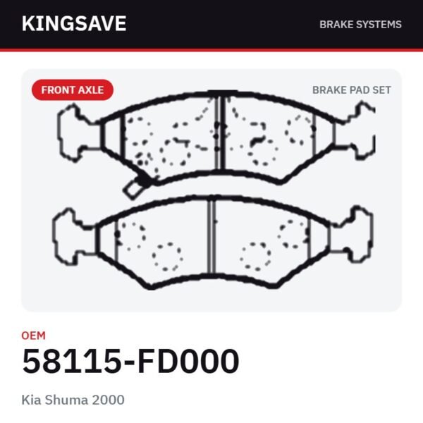 Front Brake Pad Set for Kia Shuma 2000 – OEM 58115-FD000 – KingSave