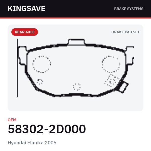 Rear Brake Pad Set for Hyundai Elantra 2005 & Nissan Maxima 2000-2007 – OEM 58302-2D000 – KingSave