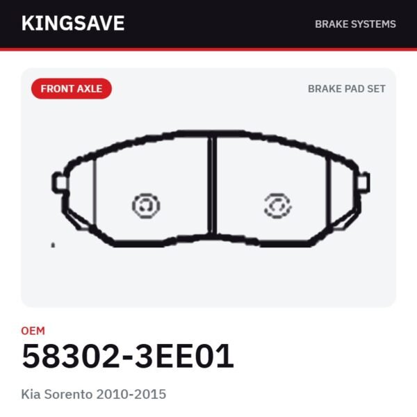 Front Brake Pad Set for Kia Sorento 2010-2015 – OEM 58302-3EE01 – KingSave