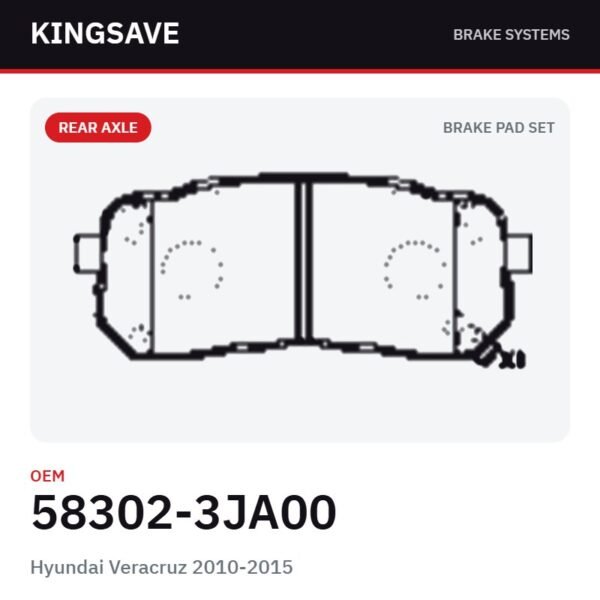 Rear Brake Pad Set for Hyundai Veracruz 2010-2015 – OEM 58302-3JA00 – KingSave