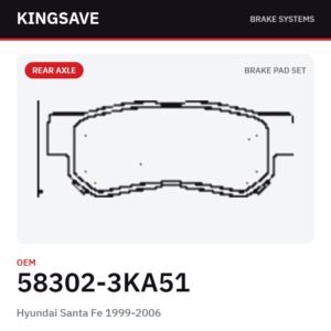 Rear Brake Pad Set for Hyundai Santa Fe 1999-2006 & Hyundai Tucson 2001-2007 – OEM 58302-3KA51 – KingSave
