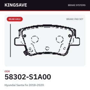 Rear Brake Pad Set for Hyundai Santa Fe 2018-2020 – OEM 58302-S1A00 – KingSave