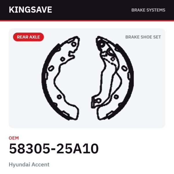 Rear Brake Shoe Set for Hyundai Accent & Kia Pride / Rio 2001-2006 – OEM 58305-25A10 – KingSave