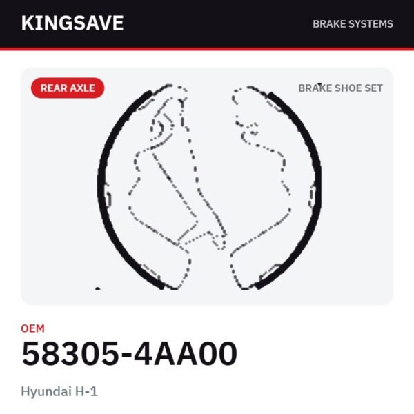 Rear Brake Shoe Set for Hyundai H-1 – OEM 58305-4AA00 – KingSave