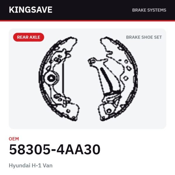 Rear Brake Shoe Set for Hyundai H-1 Van – OEM 58305-4AA30 – KingSave