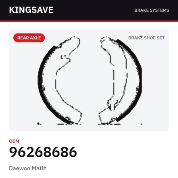 Rear Brake Shoe Set for Daewoo Matiz – OEM 96268686 – KingSave