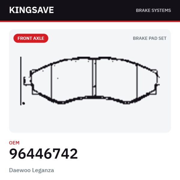 Front Brake Pad Set for Daewoo Leganza – OEM 96446742 – KingSave