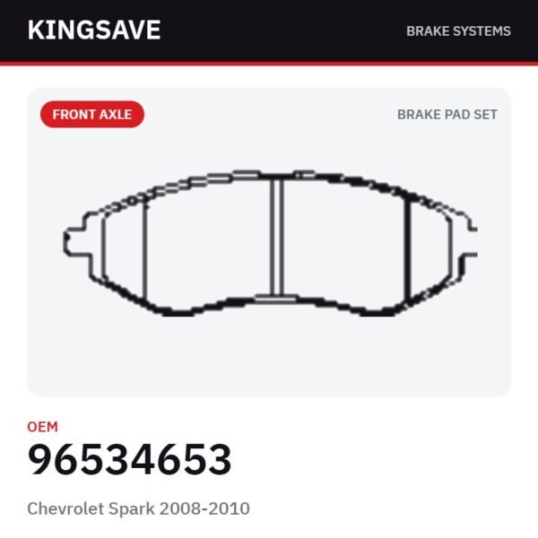 Front Brake Pad Set for Chevrolet Spark 2008-2010 & Chevrolet Kalos / Aveo – OEM 96534653 – KingSave