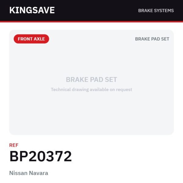 Front Brake Pad Set for Nissan Navara – Ref. BP20372 – KingSave
