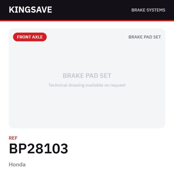 Front Brake Pad Set for Honda – Ref. BP28103 – KingSave Front Brake Pad Set for Honda – Ref. BP28103 – KingSave