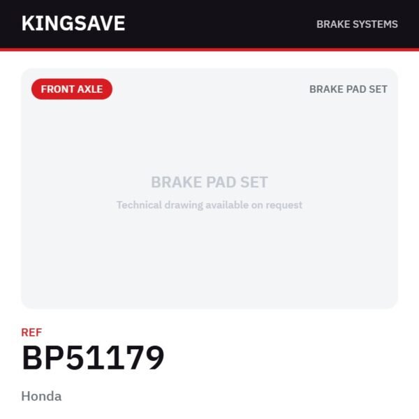 Front Brake Pad Set for Honda – Ref. BP51179 – KingSave