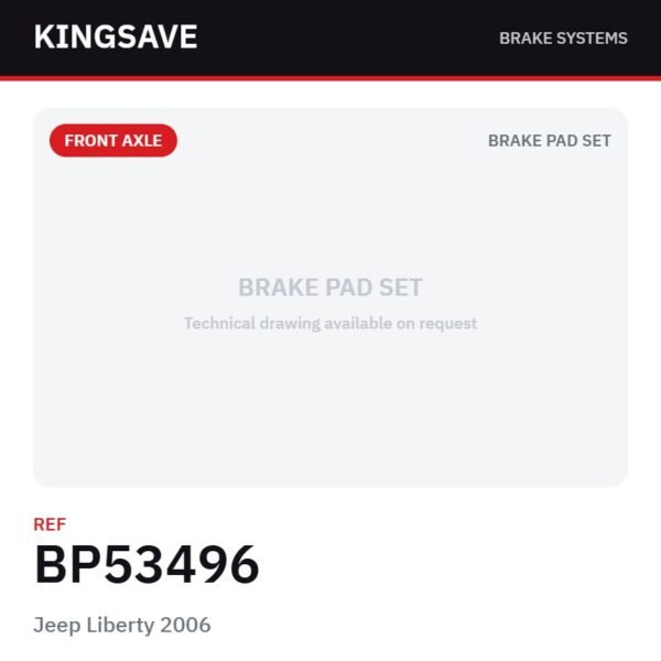 Front Brake Pad Set for Jeep Liberty 2006 – Ref. BP53496 – KingSave